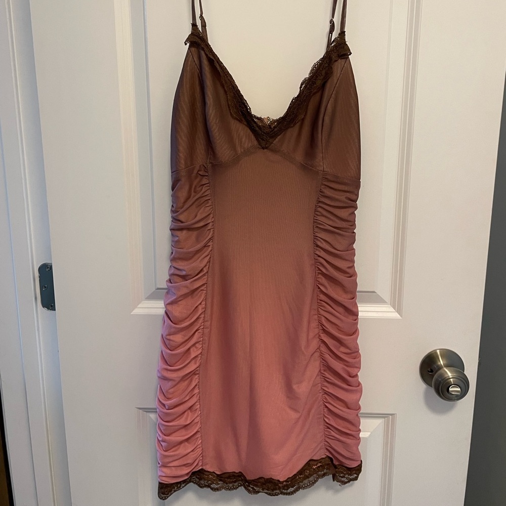 Pink/brown gradient mini dress